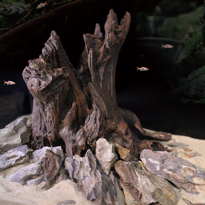 鱼缸仿真紫柚木生命之树骨架造景杜鹃根水景躲避屋水草盆沉木树桩