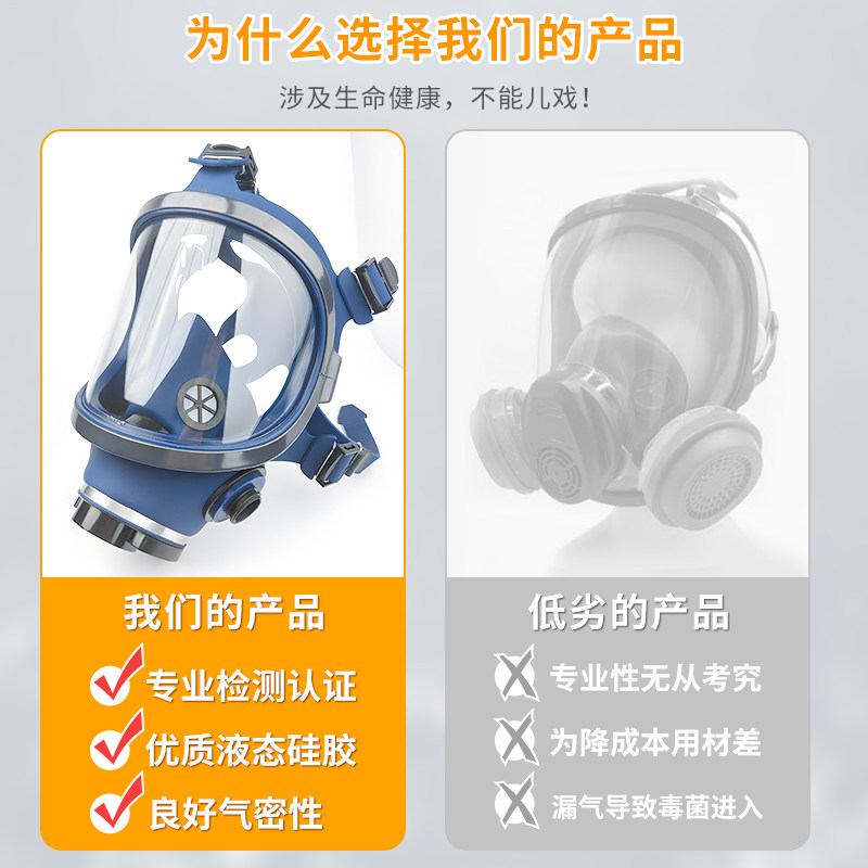 高玛1011防毒面具全面罩化工专业防起雾过滤粉尘硅胶防护脸头戴式