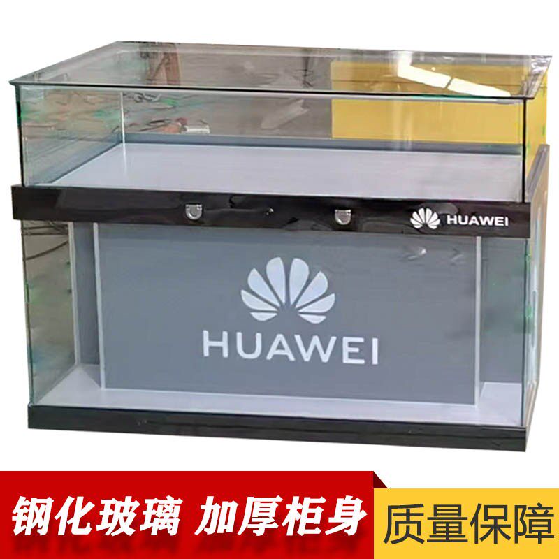 新款手机柜台展示柜珠宝饰品玻璃展柜钢木结合手机柜中国电信柜台