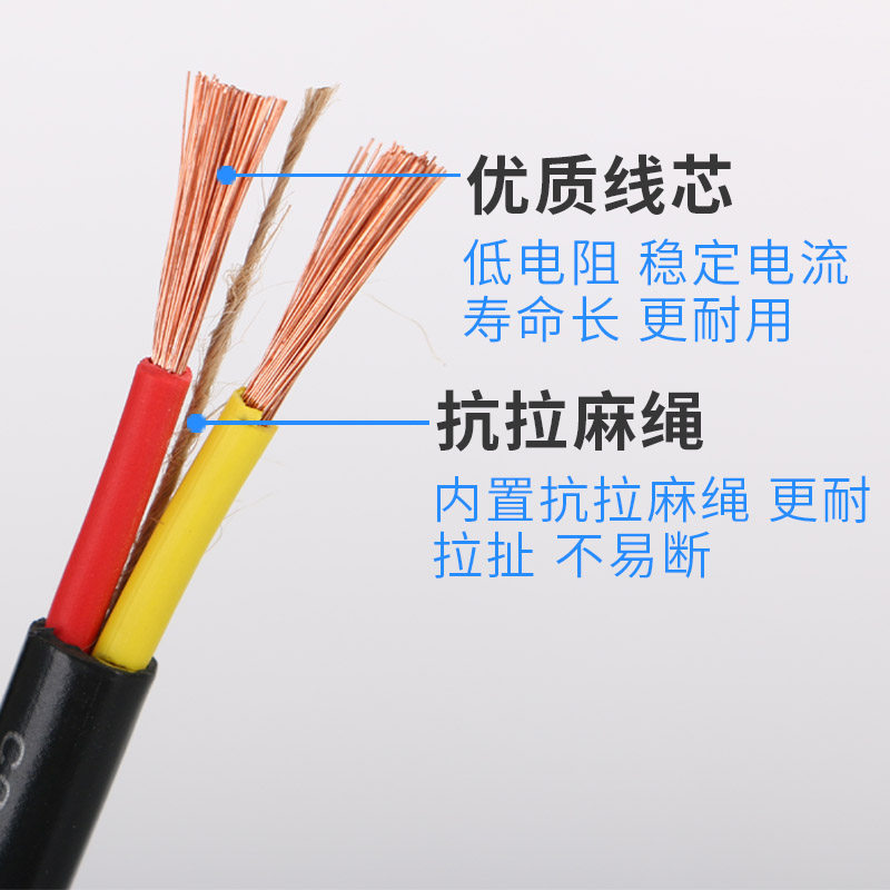国标2.5/4/6平方电线电缆线二/三芯防冻电源线护套线牛筋线100米