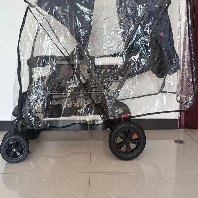 双胞胎婴儿推车雨罩雨衣防风保暖雨衣双人前后座二胎三轮车防雨罩