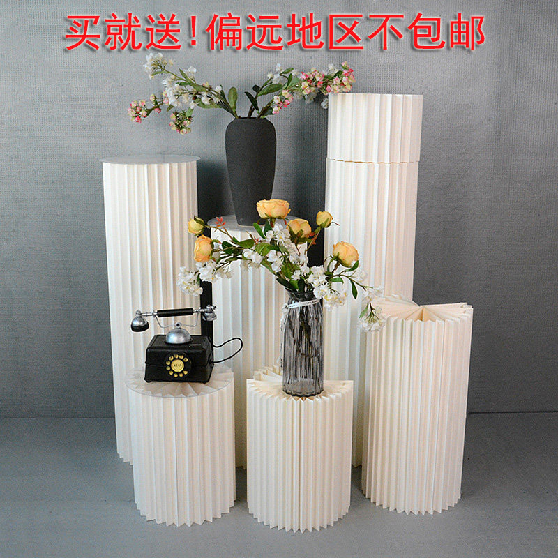 婚庆道具路引摆件珠光变形折纸圆柱甜品台布置舞台装饰橱窗罗马柱