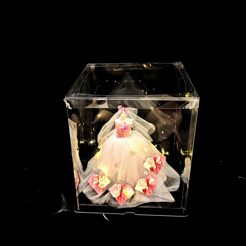婚纱有钱花diy材料包爱心蝴蝶手提蛋糕盒礼盒高级感订婚生日礼物