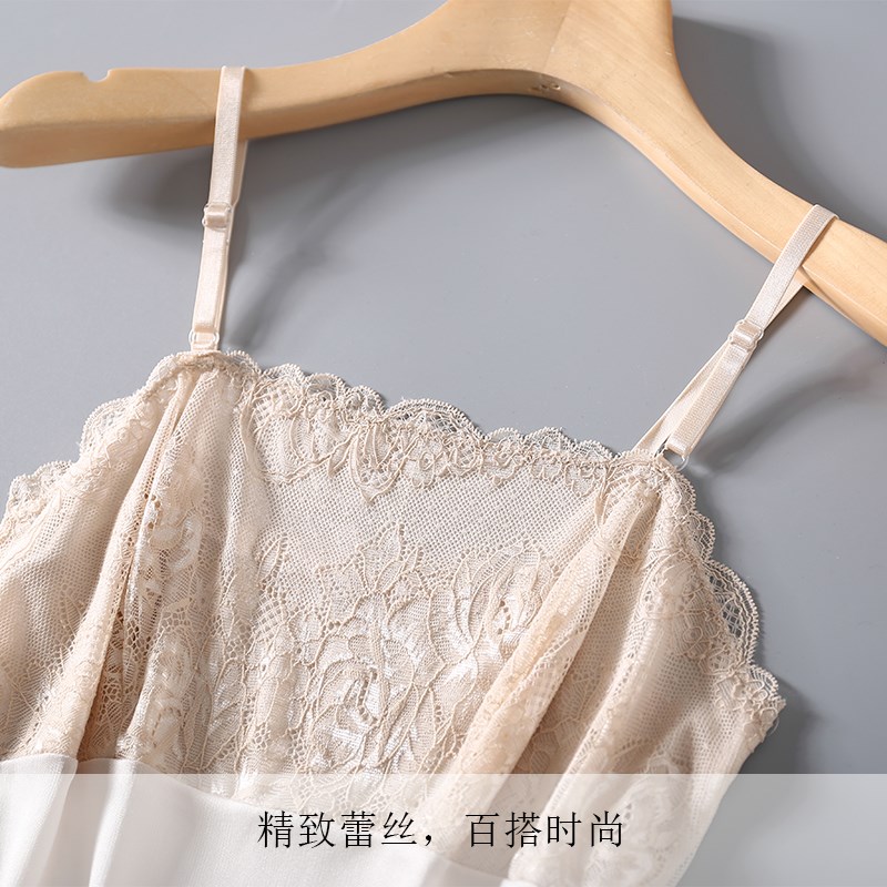 夏季桑蚕丝无胸垫小吊带 蕾丝百搭真丝小背心 高端精品打底衫吊带