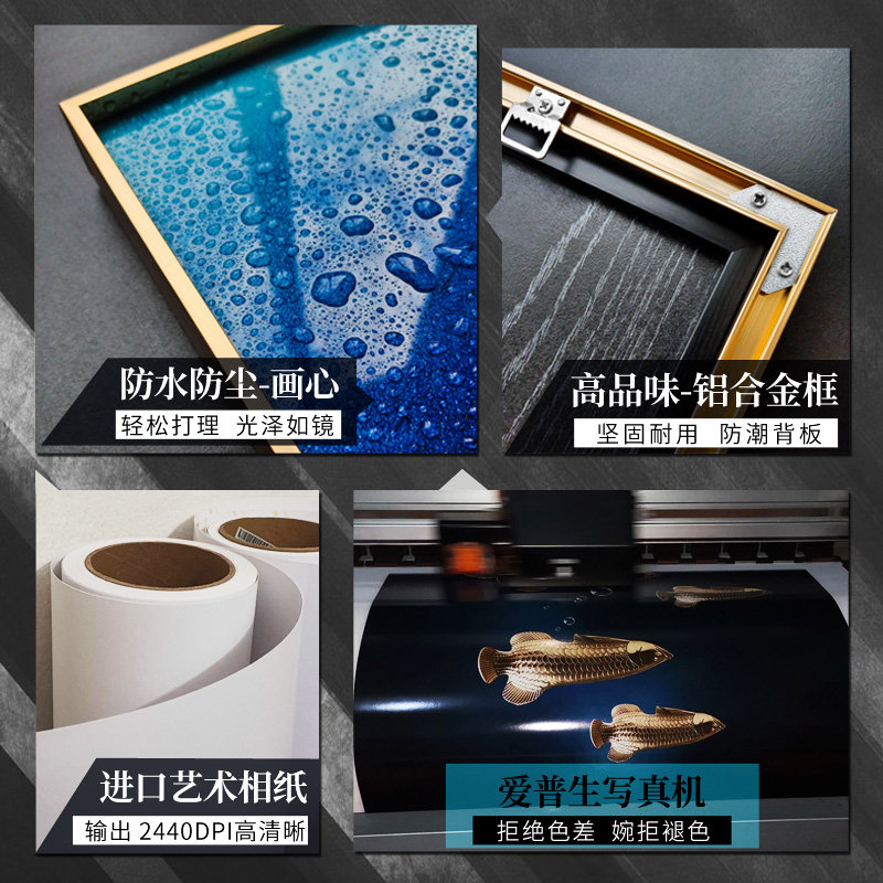 LED灯圆形玄关镶钻晶瓷画马发光装饰画餐厅背景墙轻奢入户新中式