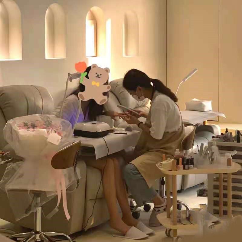 美甲桌椅套装电动180度平躺椅美甲美睫沙发靠背美脚足纹绣专用椅
