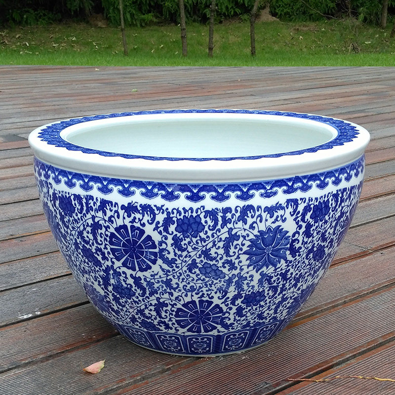 庭院大缸景德镇青花瓷水缸金鱼缸荷花碗莲睡莲盆乌龟缸酒店甲鱼缸