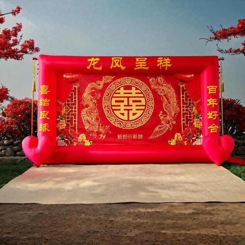 婚庆拱门充气喷绘背景墙气模新款结婚背景墙婚礼彩虹门气拱门