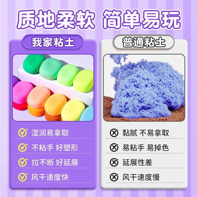 超轻黏土套装生日礼物安全无味橡皮泥不粘手彩泥超轻粘土专用工具