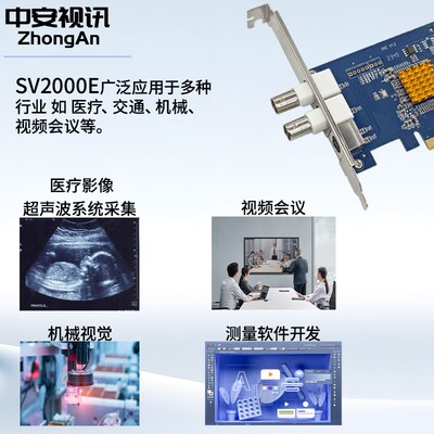 中安视讯SV2000E标清视频采集卡AV/S_video图像B超工作站BNC模拟