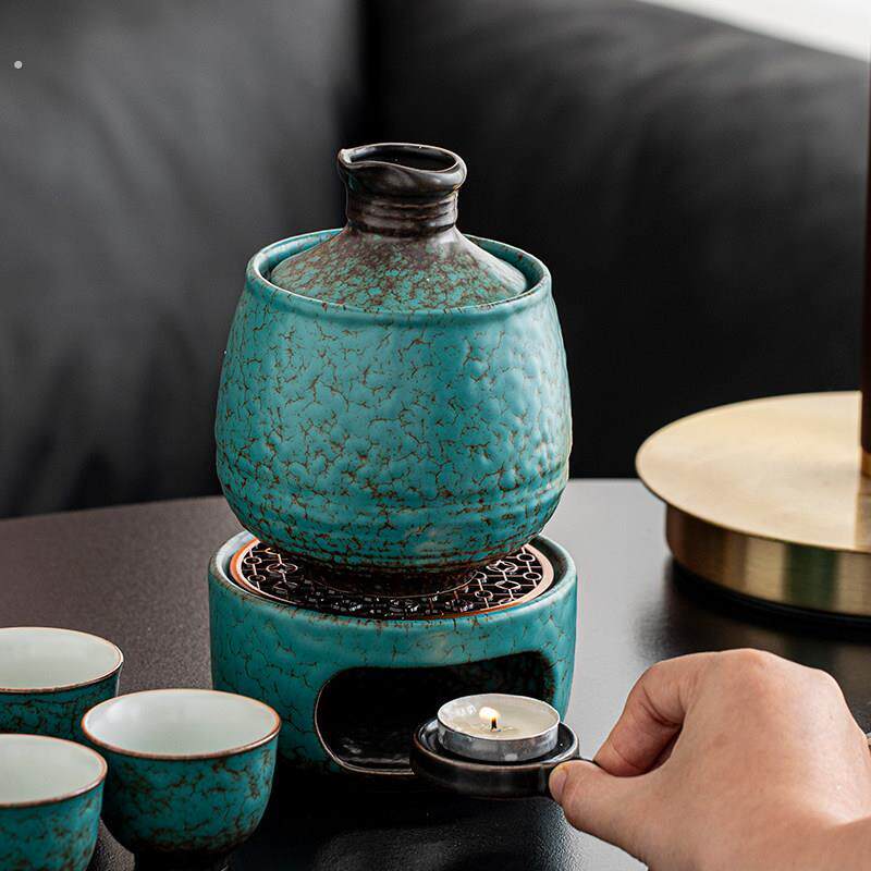 日式复古温酒器白酒黄酒温酒壶酒壶家用陶瓷酒杯套装煮热清酒酒具