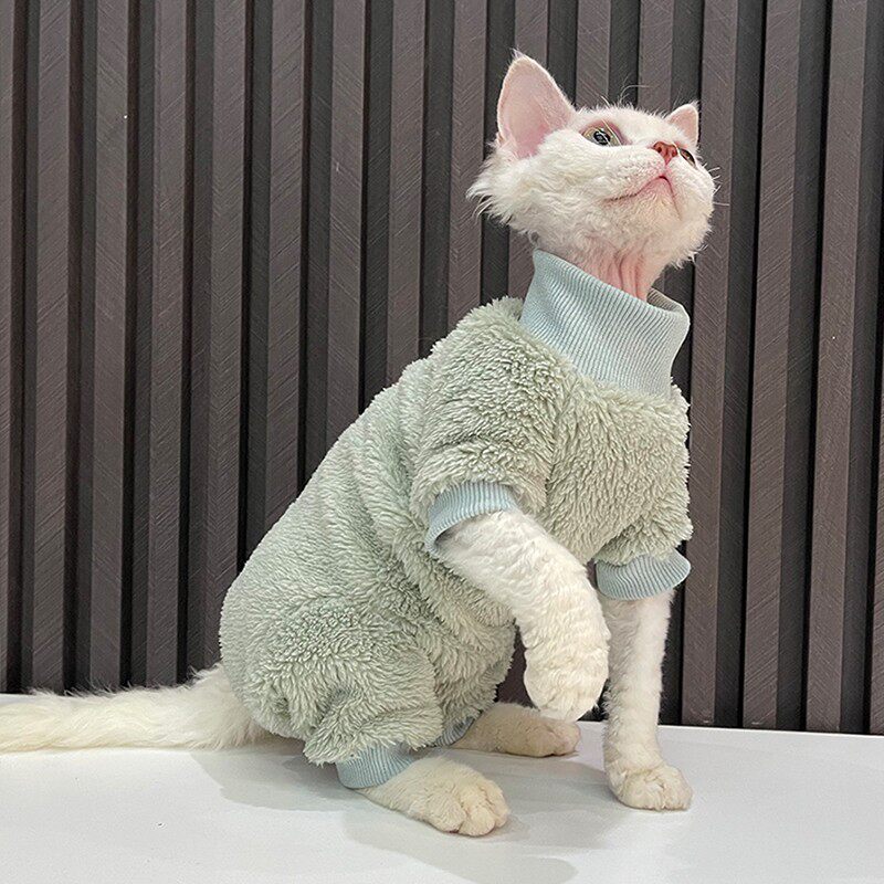 弹性大加厚护肚子四脚衣无毛猫衣服斯芬克斯猫德文衣服双面绒好穿