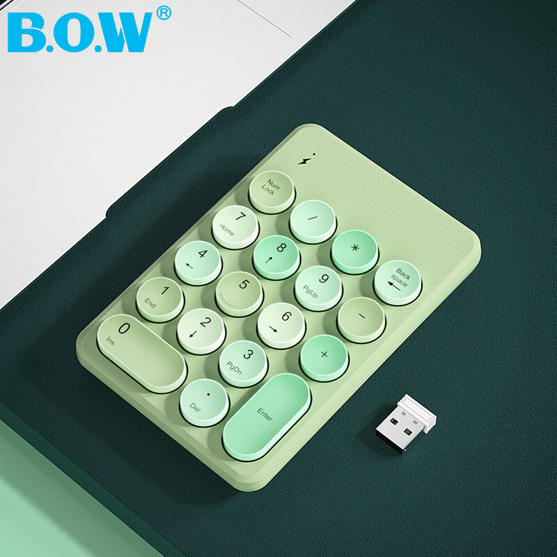 BOW航世台式电脑无线小数字键盘笔记本usb外接银行会计收银出纳蓝