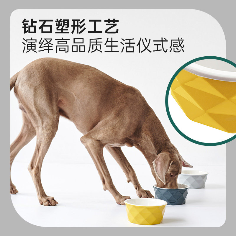 【钻石陶瓷】hunter璀璨钻石陶瓷狗碗盆 小中大型犬防打翻猫食盆