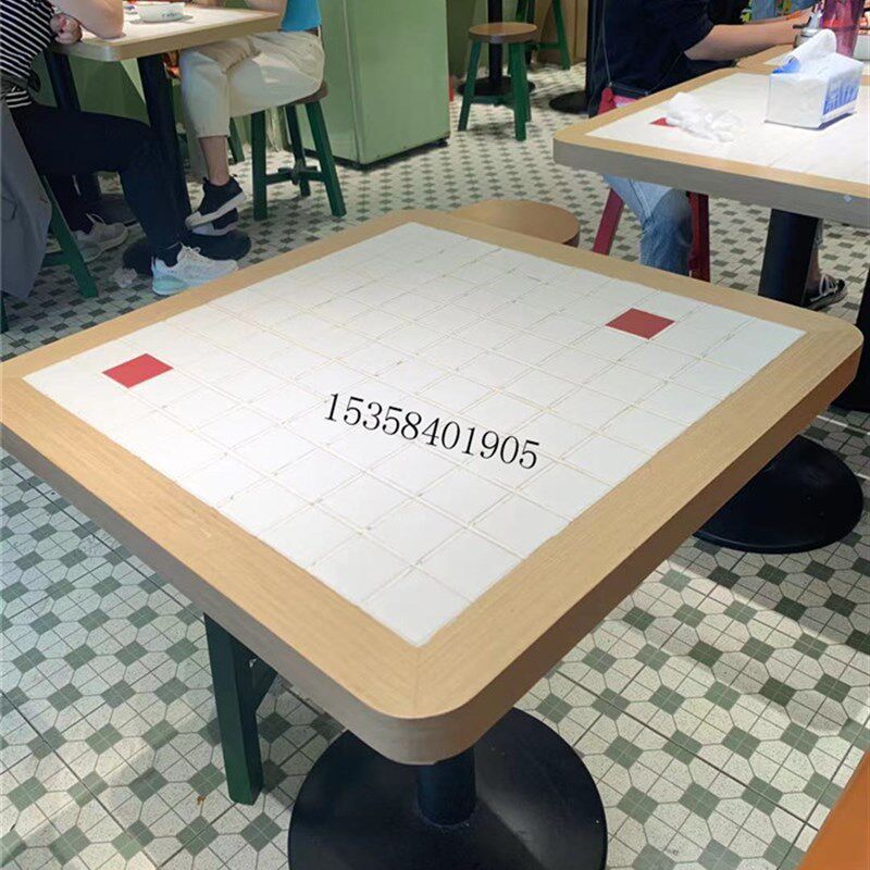 定制长方形小吃店快餐桌椅小方桌快餐店桌椅组合四人餐桌实木商用