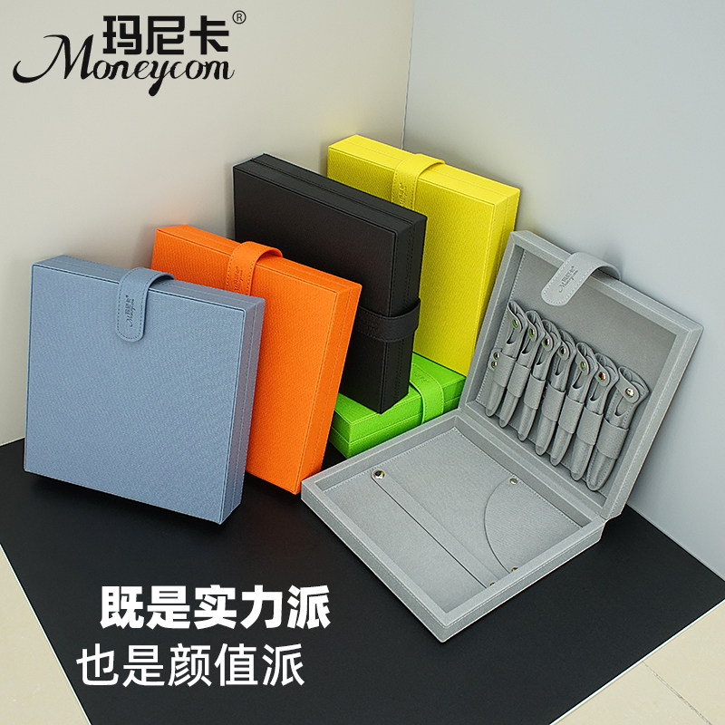 纯色亚麻纹美发剪刀收纳盒发廊理发工具储物盒剪刀盒发型师梳子包