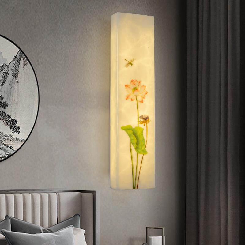 新中式壁灯客厅卧室背景墙仿云石玄关走廊卧室床头壁画灯宋代美学