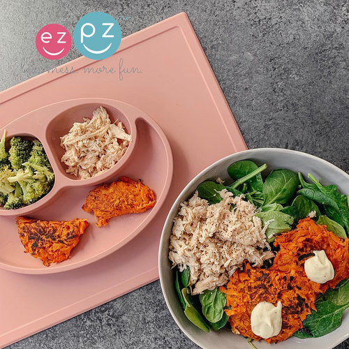 ezpz笑脸餐垫大号餐盘儿童宝宝餐具辅食吸盘碗硅胶吸盘式分格餐碗