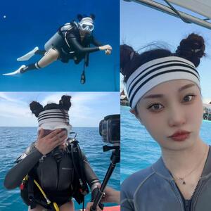 潜水发带春秋跑步汗巾头戴女运动吸汗止汗束发带瑜伽健身导汗头带