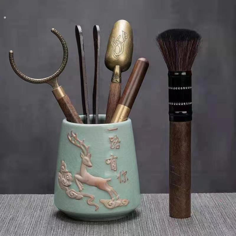 高档茶道六君子收纳桶套装茶具茶夹零配件工具泡茶神器六件套装配