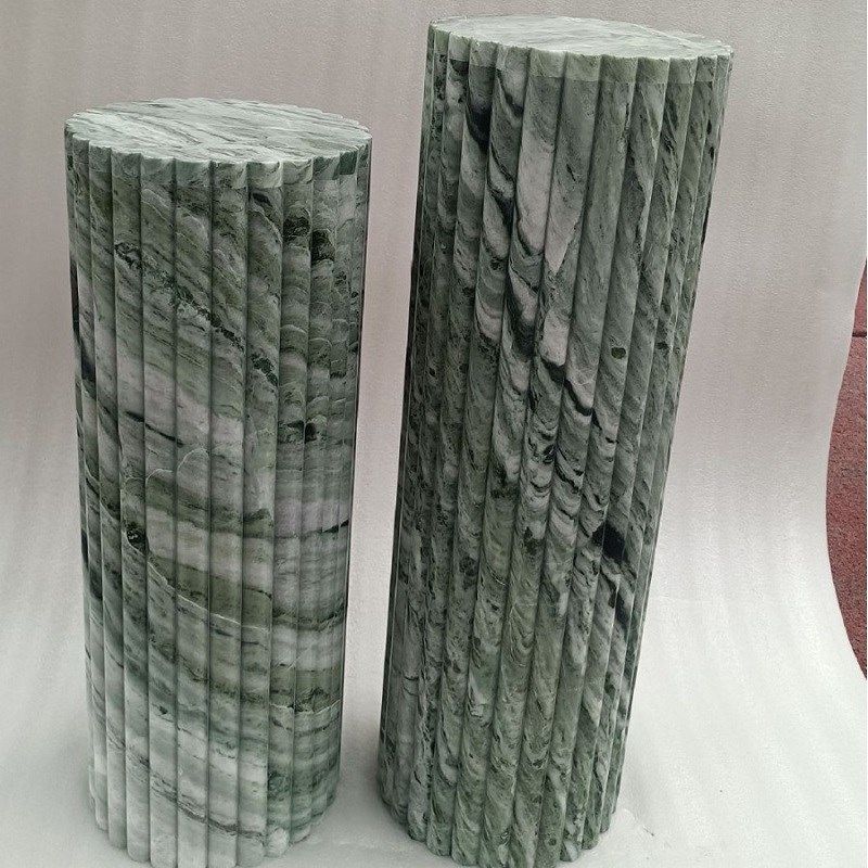 北欧风天然大理石圆柱墩子客厅玄关桌展示台雕塑花盆底座桌脚摆件