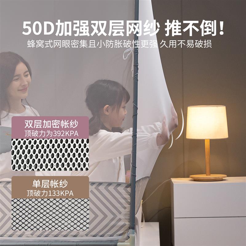 2025新款儿童防摔蚊帐家用卧室拉链蒙古包婴儿防止掉床加厚支架