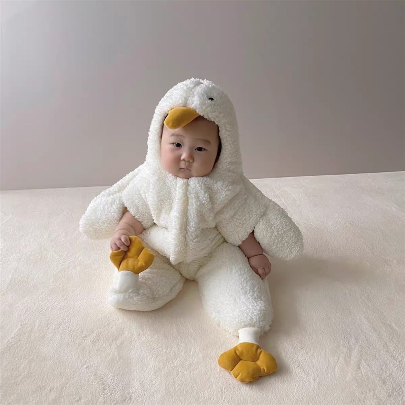 派大星白鹅宝宝睡袋秋冬厚款新生婴儿连体衣海星外出抱被保暖爬服