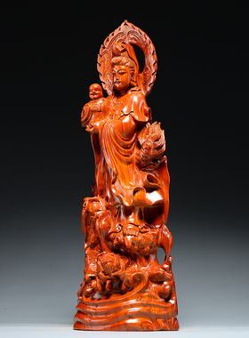 木雕观音佛像寺庙摆件供奉家用观世音菩萨雕刻工艺品
