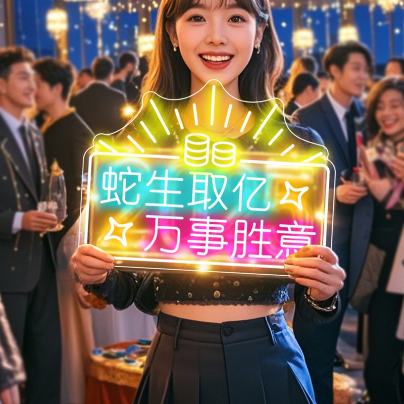 2025蛇年霓虹灯定制新年春节发光字led灯公司企业团建元旦广告牌
