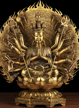 特大号黄铜千眼千手观音摆件佛像居家 家用 观世音娘娘