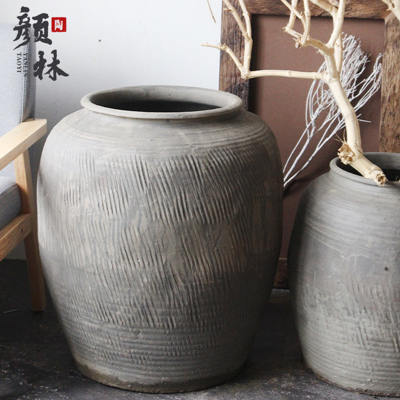 大陶罐落地花盆陶缸大号庭院老花盆粗旧陶仿古罐子古董水陆翁缸