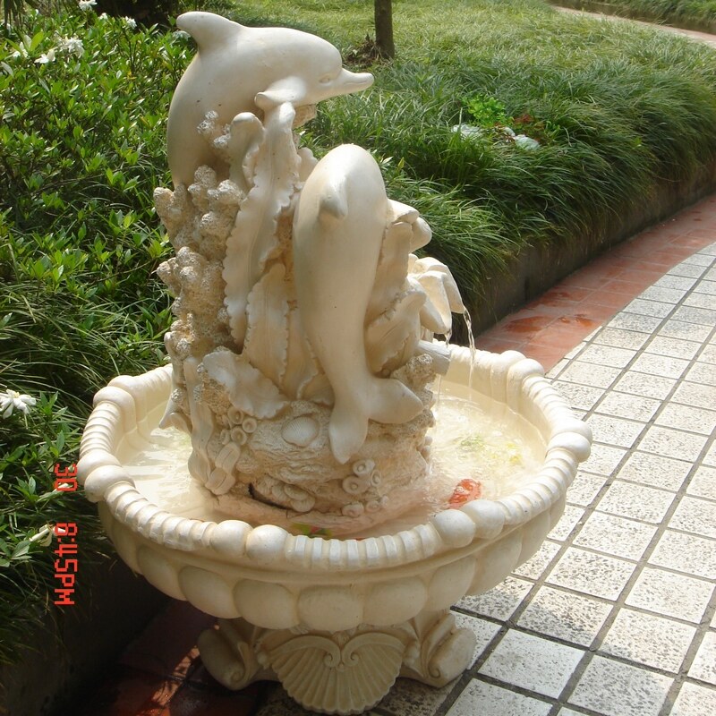 欧式水池装饰庭院动物摆设加湿增氧落地花园海豚流水喷泉养鱼摆件