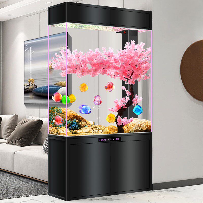 底滤金鱼缸客厅家用办公室落地式隔断屏风缸生态免换水智能水族箱