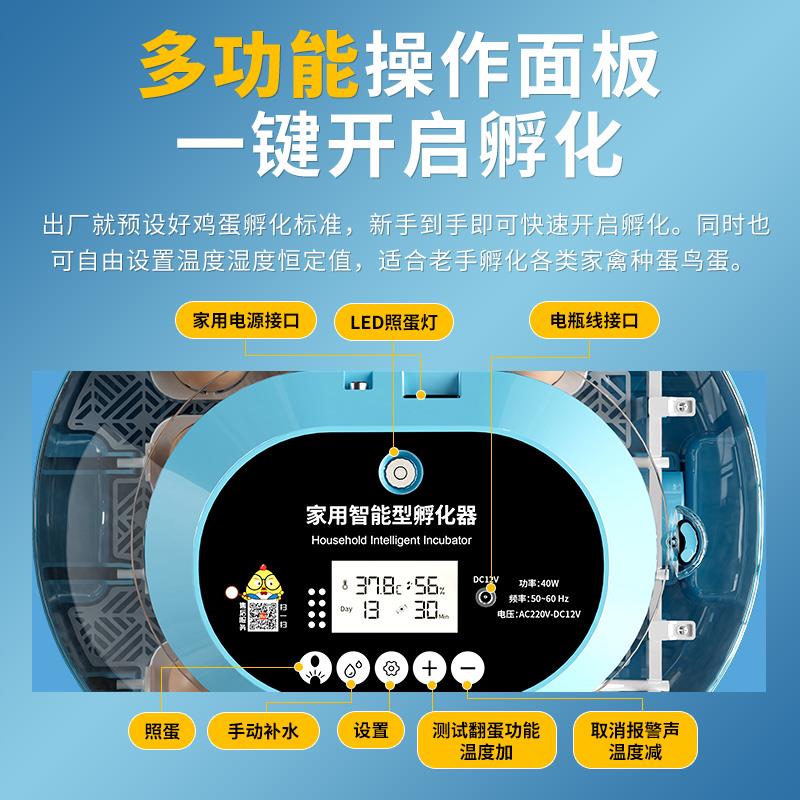 芦丁鸡孵蛋器小型家用智能小鸡鹦鹉孵化器全自动孵化机鸡蛋孵化箱