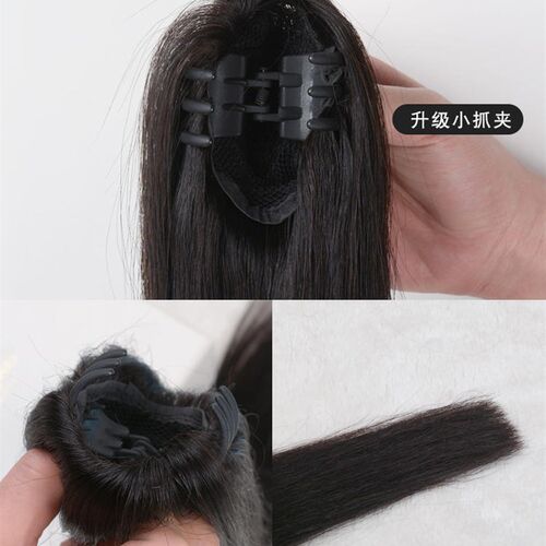 真人发丝马尾假发高抓夹女长发超轻半扎假马尾辫子短接长发可烫染