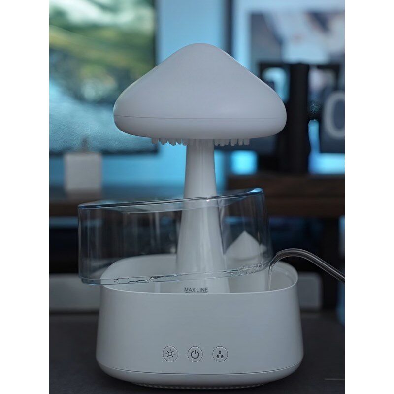 云品楠山蘑菇云朵加湿器小夜灯白噪音助眠下雨声香薰机家用卧室灯