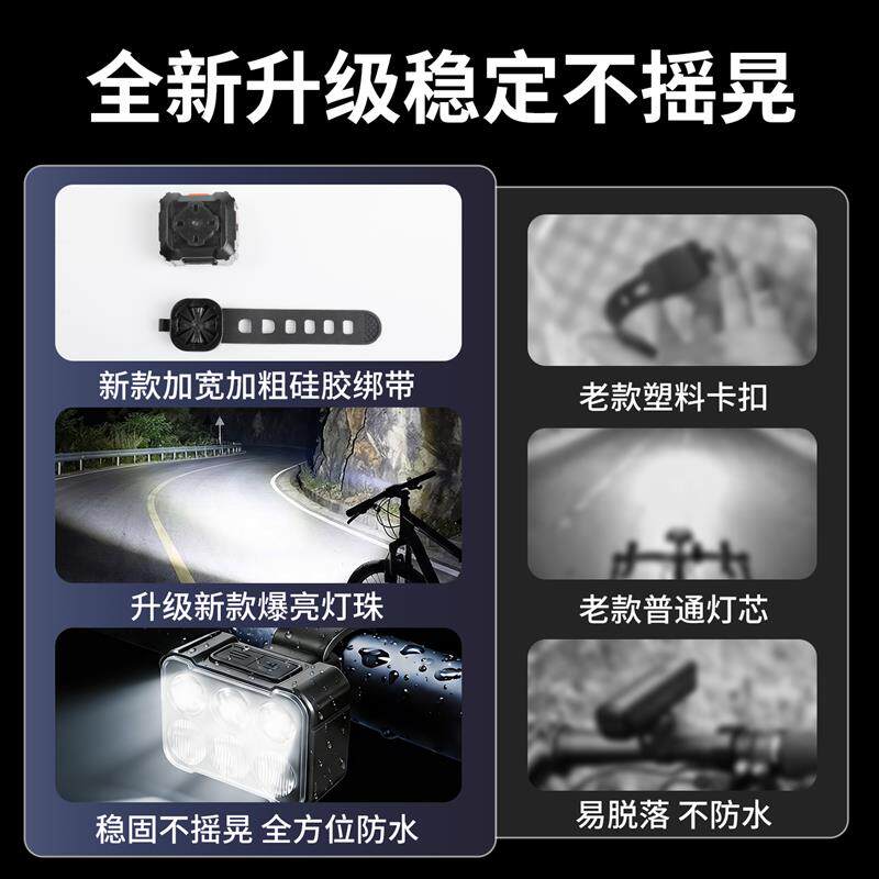 学生自行车夜骑灯儿童前灯高亮强光手电筒山地车夜骑警示安全前灯