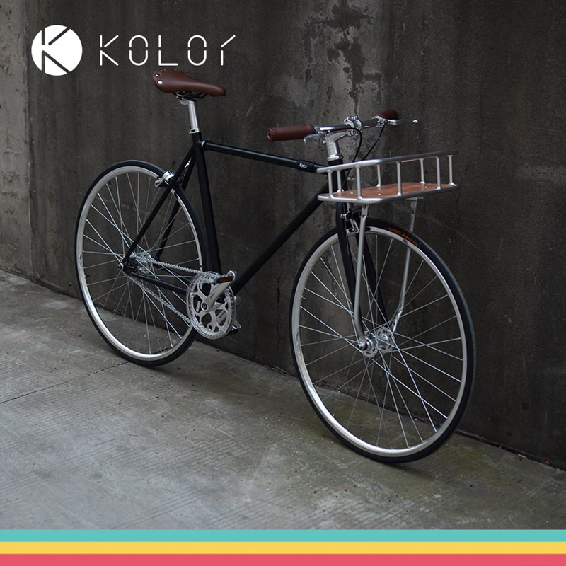 Kolor卡勒车篮 复古自行车车篮铝合金车筐竹板竹制