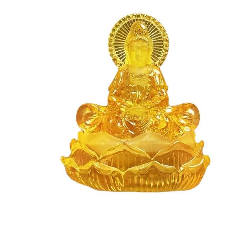琉璃观音汽车摆件佛车载观世音菩萨车内装饰摆件双面观音家用车用