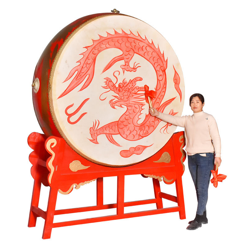 大鼓牛皮鼓立式龙鼓中国红鼓实木战鼓寺院鼓威风锣鼓乐器全套堂鼓