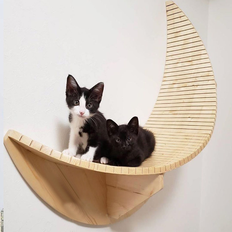 实木猫家具猫墙壁挂猫爬架之墙上月亮踏板月亮船木质猫窝美丽星空