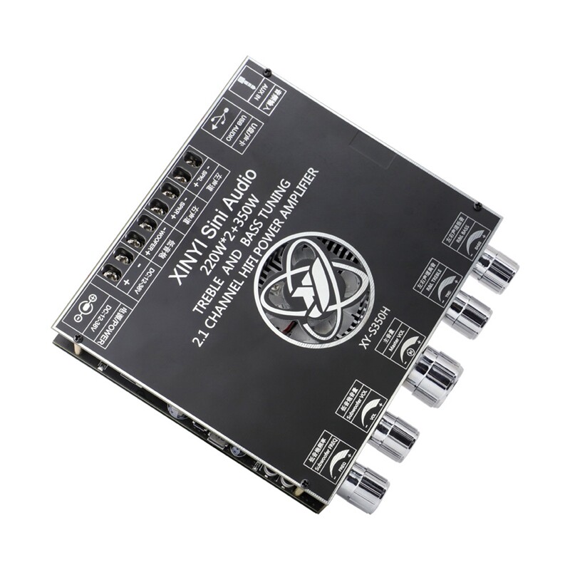 蓝牙5.0数字功放板2.1声道2*220W+350W超重低音炮音频放大功率板