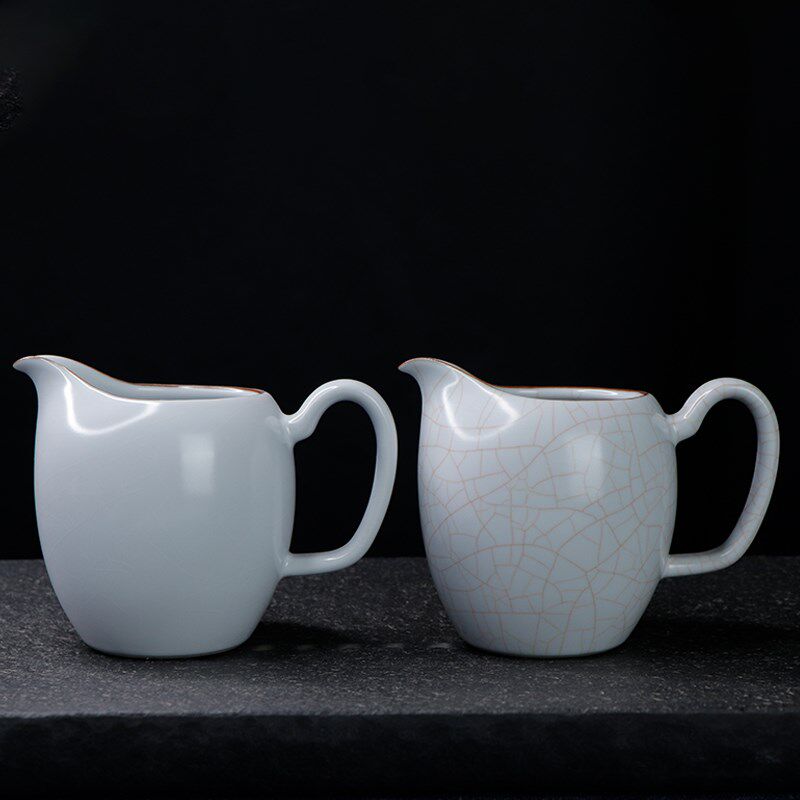 350毫升大容量茶养开片月白汝窑公道杯家用陶瓷功夫茶具茶海公杯