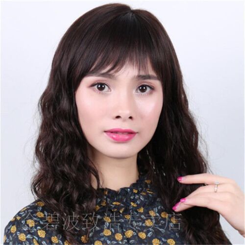 假发女中长卷发羊毛卷自然真人发丝时尚修脸中老年妈妈款全头套