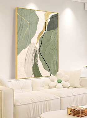 侘寂风装饰画高级感客厅沙发背景墙挂画肌理画绿色落地画玄关壁画