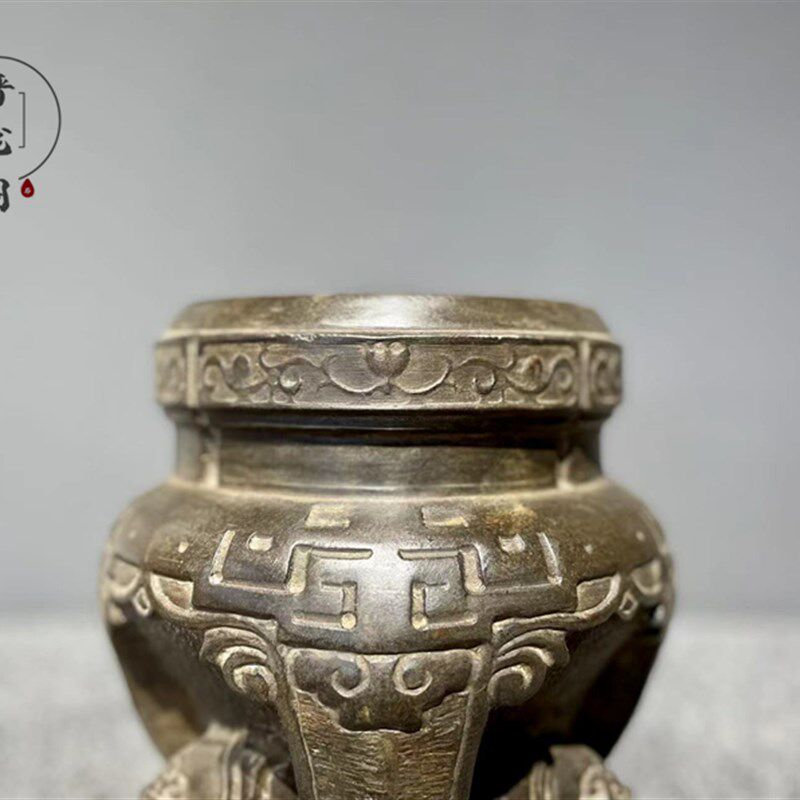 山西青石手工雕刻石墩底座纳福复古陈设案头摆件家居装饰吉祥包邮