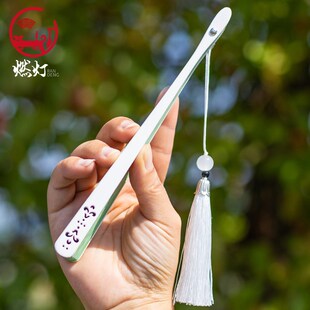 燃灯迷你全竹小折扇雕刻镂空绿色日式女士手工旗袍舞蹈扇子新中式