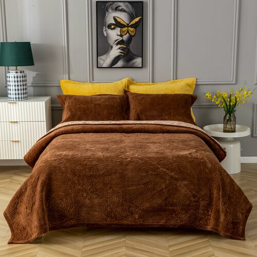 韩式一面纯棉一面宝宝绒床盖单件双人床单双面榻榻米垫爬爬垫防滑