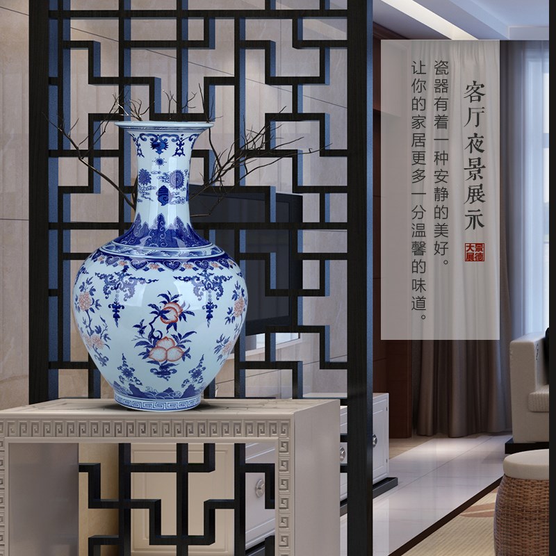 古典瓷瓶景德镇陶瓷青花瓷大花瓶4050cm高款仿古摆件客厅中式风格