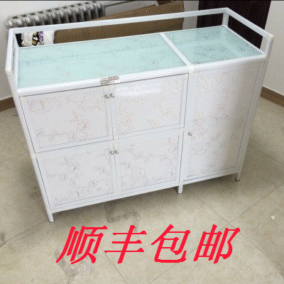 加厚简易不锈钢碗柜铝合金厨房橱柜灶台柜柜洗菜盆柜水槽柜餐边柜